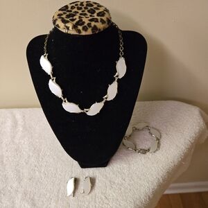 Vintage bracelet, clip on earrings, necklace